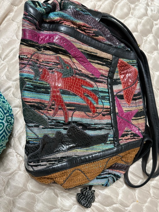 Sharif Handbags - Sharif VTG 80s Multicolor Patchwork Shoulder Bag with Black/Green Trim